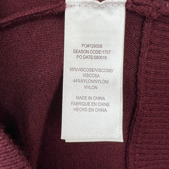 SPLENDID Red Wine Scoop Choker Neck Long Sleeve Tunic Sweater Pullover Knit S - Picture 7 of 8